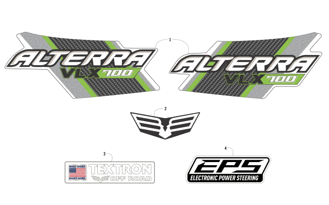 Parts Diagram for Arctic Cat 2018 ALTERRA VLX 700 EPS ATV DECALS