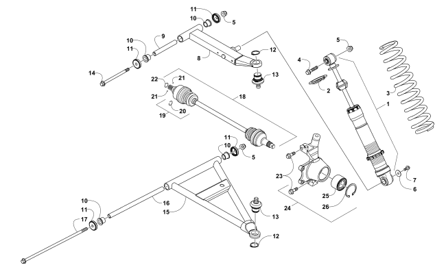 Parts Diagram for Arctic Cat 2016 WILDCAT TRAIL XT EPS ATV FRONT SUSPENSION ASSEMBLY