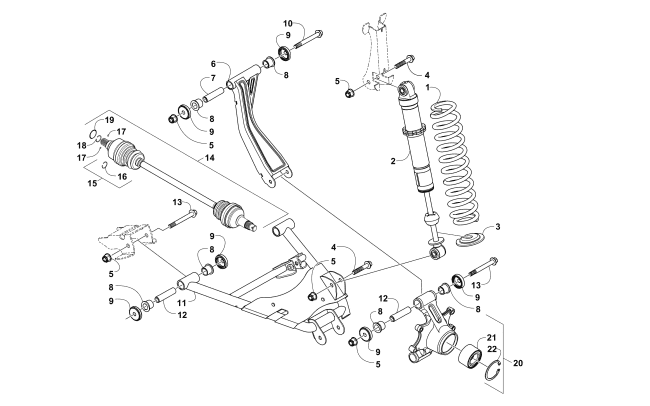 Parts Diagram for Arctic Cat 2016 WILDCAT TRAIL ATV REAR SUSPENSION ASSEMBLY