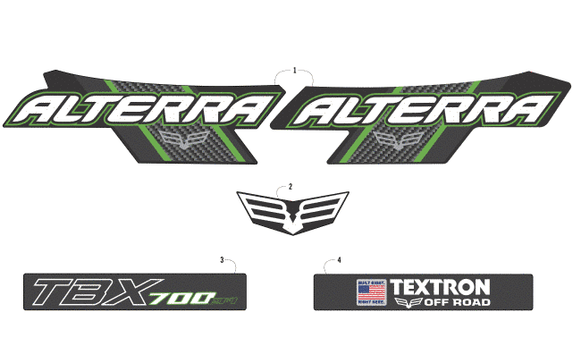Parts Diagram for Arctic Cat 2018 ALTERRA TBX 700 EPS ATV DECALS