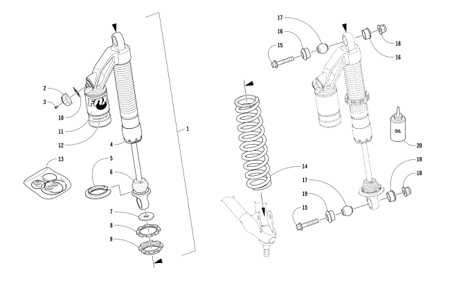 Parts Diagram for Arctic Cat 2018 XF 9000 HIGH COUNTRY LTD 141 SNOWMOBILE FRONT SUSPENSION SHOCK ABSORBER ASSEMBLY