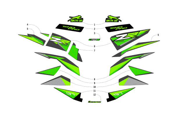 Parts Diagram for Arctic Cat 2018 ZR 9000 SNO PRO 137 SNOWMOBILE DECALS