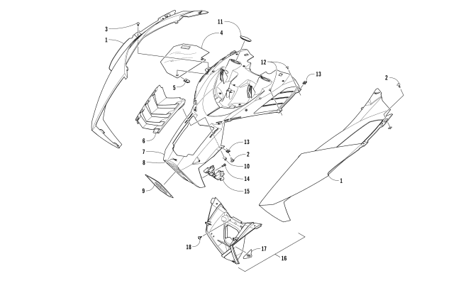 Parts Diagram for Arctic Cat 2018 PANTERA 7000 LTD SNOWMOBILE HOOD ASSEMBLY