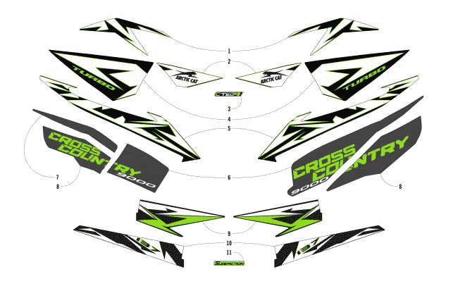 Parts Diagram for Arctic Cat 2018 XF 9000 CROSS COUNTRY LTD 137 SNOWMOBILE DECALS