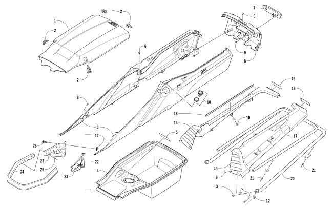 Parts Diagram for Arctic Cat 2018 PANTERA 7000 LTD SNOWMOBILE BUMPER, STORAGE, AND TAILLIGHT ASSEMBLY