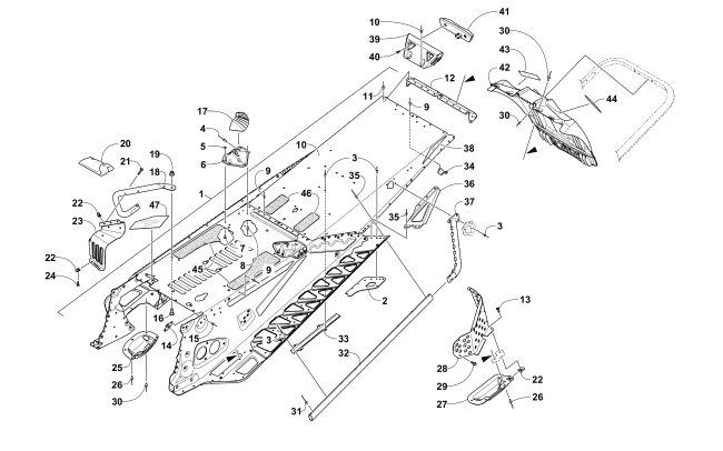 Parts Diagram for Arctic Cat 2018 ZR 9000 SNO PRO 129 SNOWMOBILE TUNNEL AND SNOWFLAP ASSEMBLY
