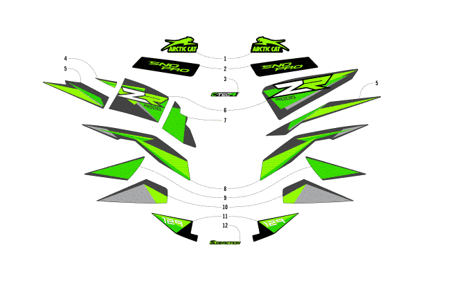 Parts Diagram for Arctic Cat 2018 ZR 9000 SNO PRO 129 SNOWMOBILE DECALS