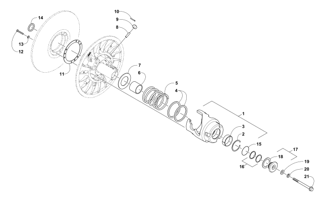 Parts Diagram for Arctic Cat 2018 BEARCAT 2000 XT SNOWMOBILE DRIVEN CLUTCH