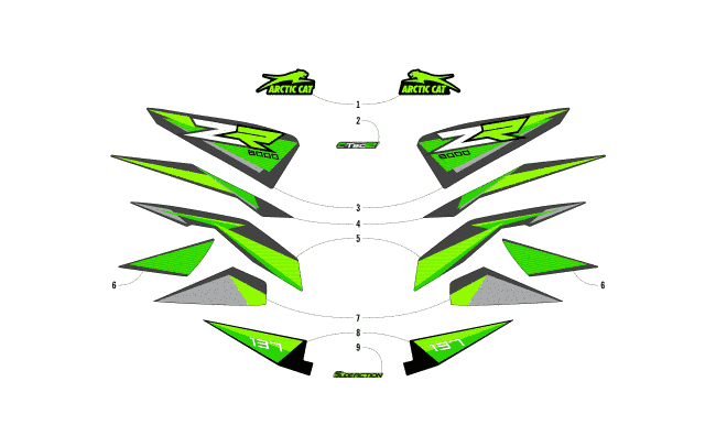 Parts Diagram for Arctic Cat 2018 ZR 8000 ES 137 SNOWMOBILE DECALS