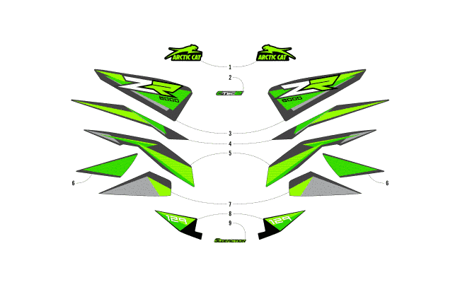 Parts Diagram for Arctic Cat 2018 ZR 8000 ES 129 SNOWMOBILE DECALS