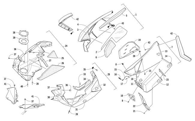 Parts Diagram for Arctic Cat 2018 PANTERA 7000 LTD SNOWMOBILE SKID PLATE AND SIDE PANEL ASSEMBLY