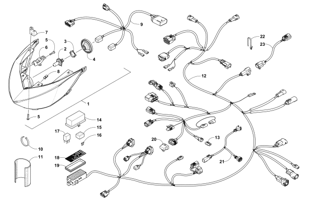 Parts Diagram for Arctic Cat 2018 M 8000 SNO PRO 162 SNOWMOBILE HEADLIGHT AND WIRING ASSEMBLIES