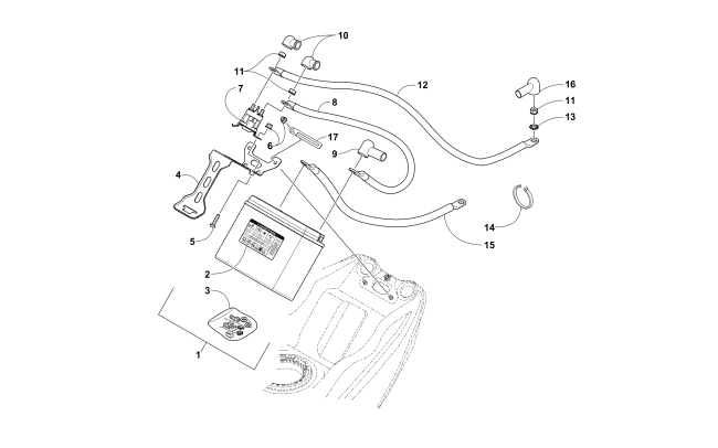 Parts Diagram for Arctic Cat 2018 XF 9000 CROSSTOUR 146 SNOWMOBILE BATTERY AND TRAY ASSEMBLY