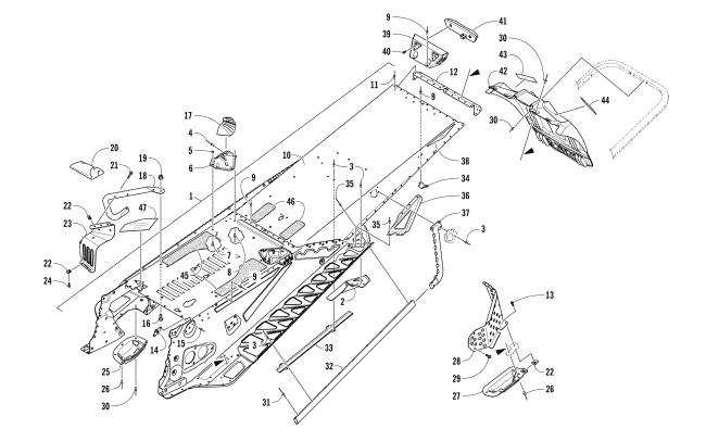 Parts Diagram for Arctic Cat 2018 XF 9000 HIGH COUNTRY LTD 141 SNOWMOBILE TUNNEL AND SNOWFLAP ASSEMBLY