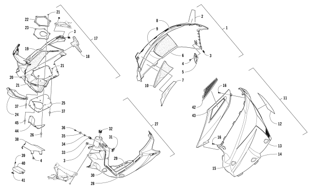 Parts Diagram for Arctic Cat 2018 ZR 6000 LTD ES 129 SNOWMOBILE SKID PLATE AND SIDE PANEL ASSEMBLY