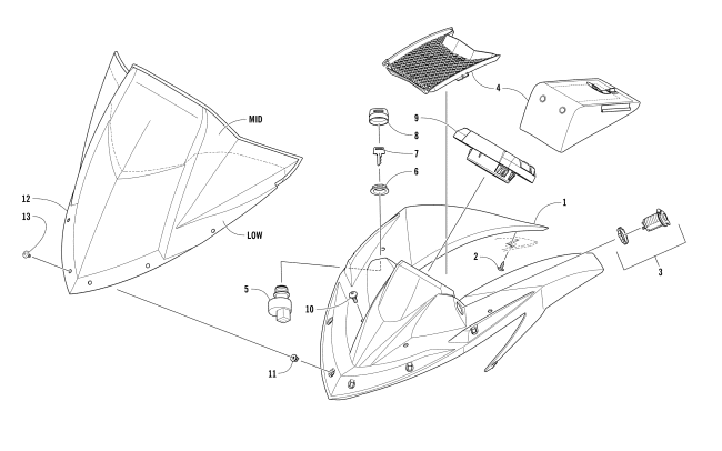 Parts Diagram for Arctic Cat 2018 ZR 7000 LTD 137 SNOWMOBILE WINDSHIELD AND INSTRUMENTS ASSEMBLIES