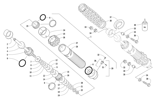 Parts Diagram for Arctic Cat 2018 M 8000 SE 153 SNOWMOBILE FRONT SUSPENSION SHOCK ABSORBER ASSEMBLY