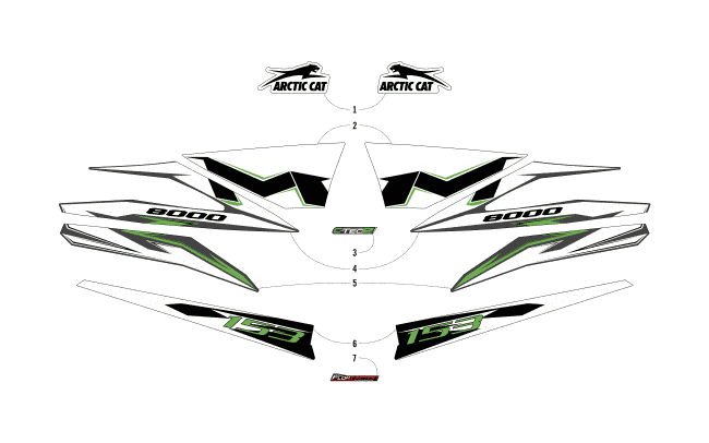 Parts Diagram for Arctic Cat 2018 M 8000 SE ES 153 SNOWMOBILE DECALS