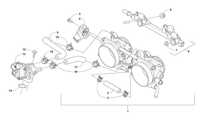 Parts Diagram for Arctic Cat 2018 ZR 6000 ES 129 SNOWMOBILE THROTTLE BODY ASSEMBLY