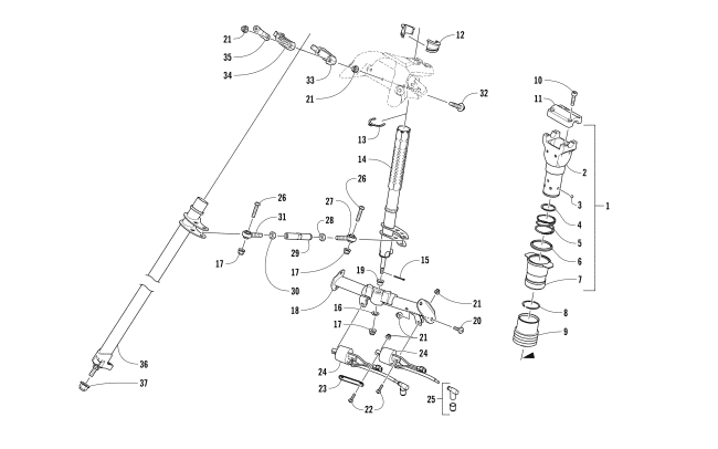 Parts Diagram for Arctic Cat 2018 XF 8000 HIGH COUNTRY LTD ES 141 SNOWMOBILE STEERING POST ASSEMBLY
