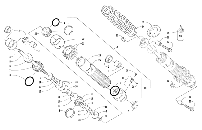 Parts Diagram for Arctic Cat 2018 M 8000 SE ES 153 SNOWMOBILE REAR SUSPENSION REAR ARM SHOCK ABSORBER