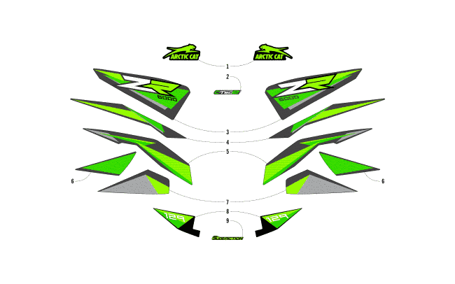 Parts Diagram for Arctic Cat 2018 ZR 6000 ES 129 SNOWMOBILE DECALS