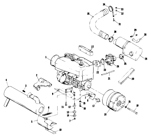 Parts Diagram for Arctic Cat 1977 CHEETAH SNOWMOBILE ENGINE AND RELATED PARTS