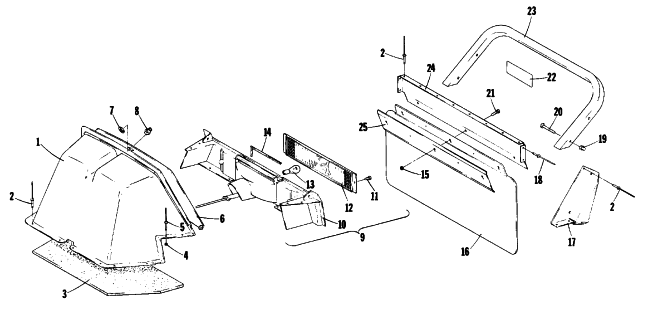 Parts Diagram for Arctic Cat 1977 CHEETAH SNOWMOBILE REAR SHROUD AND BUMPER