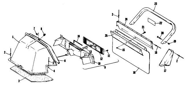 Parts Diagram for Arctic Cat 1977 PANTHER 4000 SNOWMOBILE REAR SHROUD AND BUMPER