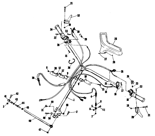 Parts Diagram for Arctic Cat 1977 PANTERA F/C SNOWMOBILE STEERING