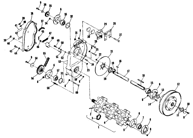Parts Diagram for Arctic Cat 1977 PANTERA F/C SNOWMOBILE DRIVE TRAIN