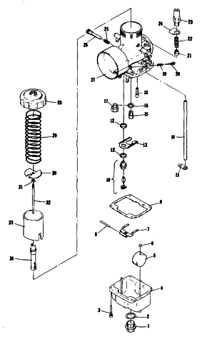 Parts Diagram for Arctic Cat 1977 Z 440 SNOWMOBILE CARBURETOR