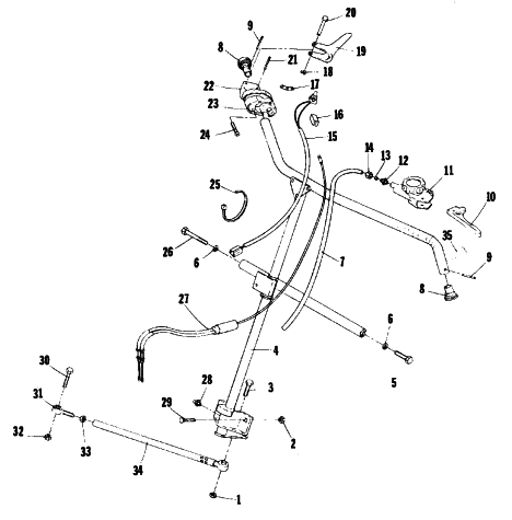 Parts Diagram for Arctic Cat 1977 Z 250 SNOWMOBILE STEERING