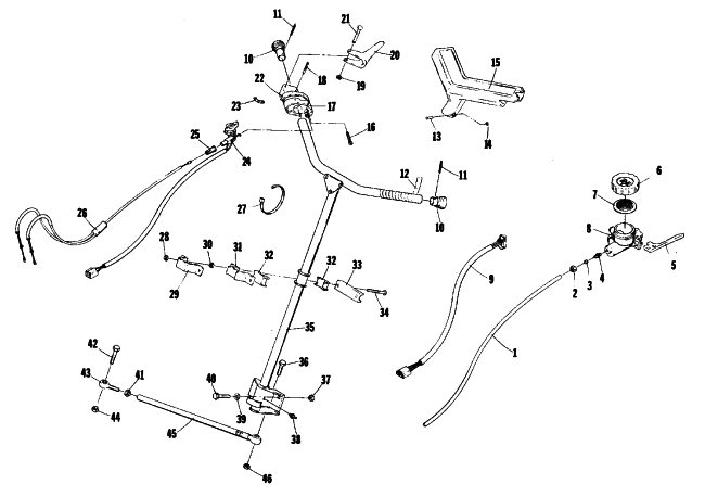 Parts Diagram for Arctic Cat 1977 CROSS COUNTRY CAT SNOWMOBILE STEERING