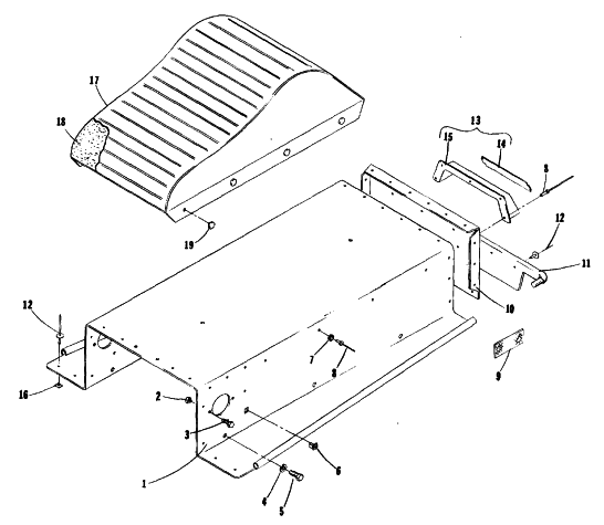 Parts Diagram for Arctic Cat 1977 KITTY CAT SNOWMOBILE SEAT AND TUNNEL