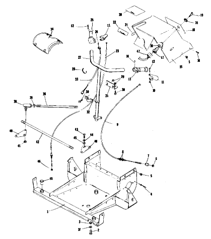 Parts Diagram for Arctic Cat 1978 KITTY CAT SNOWMOBILE STEERING, FRONT FRAME, AND CONSOLE