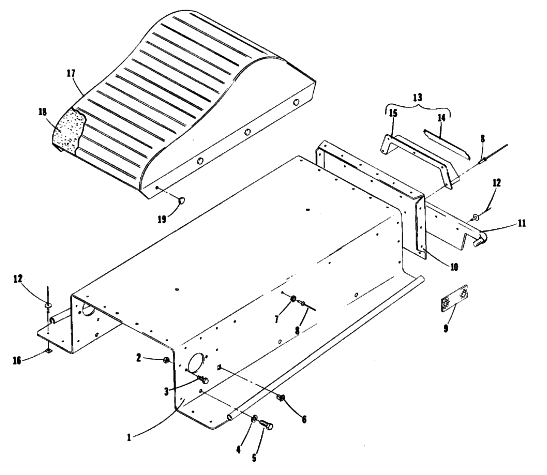 Parts Diagram for Arctic Cat 1978 KITTY CAT SNOWMOBILE SEAT AND TUNNEL