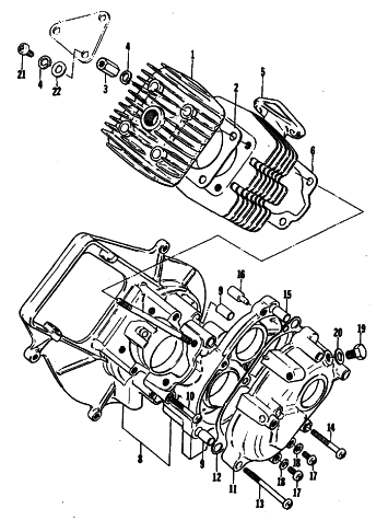 Parts Diagram for Arctic Cat 1978 KITTY CAT SNOWMOBILE CRANKCASE AND CYLINDER