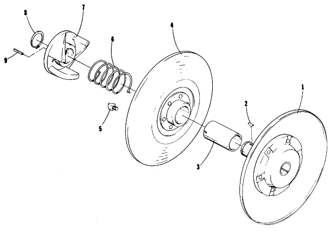 Parts Diagram for Arctic Cat 1977 PANTERA F/C SNOWMOBILE DRIVEN CLUTCH