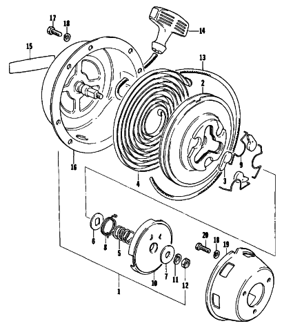 Parts Diagram for Arctic Cat 1978 JAG 2000 SNOWMOBILE RECOIL STARTER