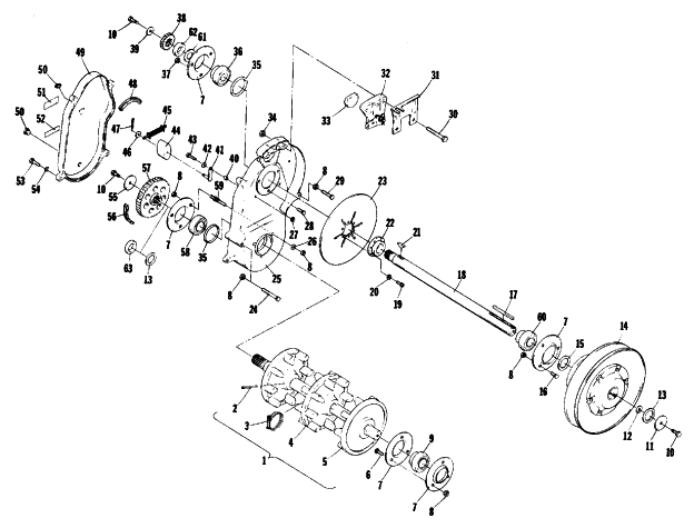 Parts Diagram for Arctic Cat 1978 JAG 3000 SNOWMOBILE DRIVE TRAIN