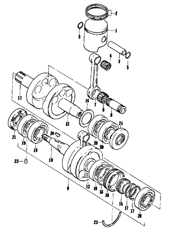 Parts Diagram for Arctic Cat 1978 CHEETAH SNOWMOBILE PISTON AND CRANKSHAFT