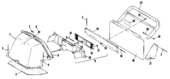 Parts Diagram for Arctic Cat 1978 CHEETAH SNOWMOBILE REAR SHROUD AND BUMPER