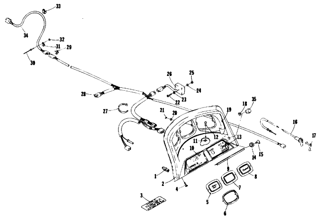 Parts Diagram for Arctic Cat 1978 CHEETAH SNOWMOBILE CONSOLE AND WIRING