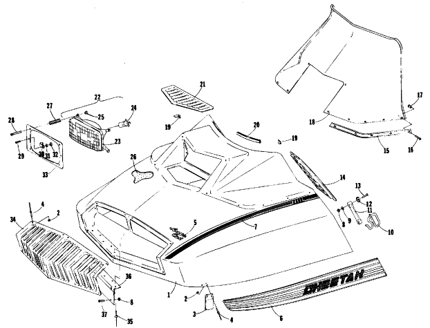 Parts Diagram for Arctic Cat 1978 CHEETAH SNOWMOBILE HOOD