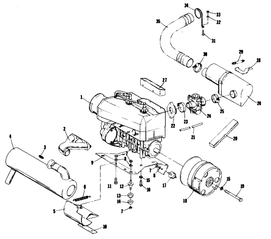 Parts Diagram for Arctic Cat 1978 PANTHER 4000 SNOWMOBILE ENGINE AND RELATED PARTS
