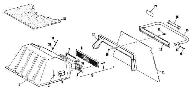 Parts Diagram for Arctic Cat 1978 EL TIGRE' 6000 L/C SNOWMOBILE TOOLBOX AND REAR BUMPER