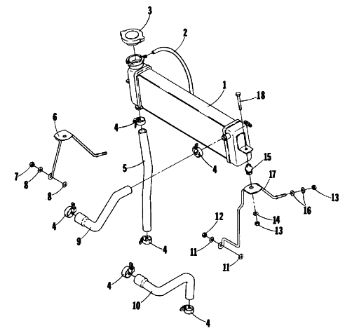 Parts Diagram for Arctic Cat 1978 EL TIGRE' 6000 L/C SNOWMOBILE COOLING SYSTEM