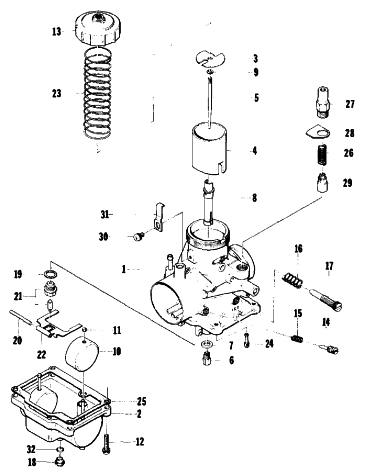 Parts Diagram for Arctic Cat 1978 EL TIGRE' 6000 L/C SNOWMOBILE CARBURETOR