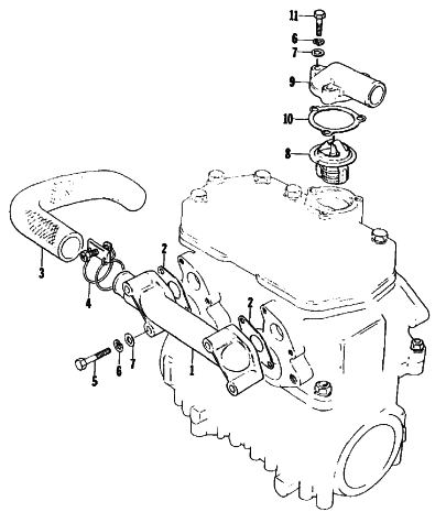 Parts Diagram for Arctic Cat 1978 EL TIGRE' 6000 L/C SNOWMOBILE WATER INTAKE MANIFOLD